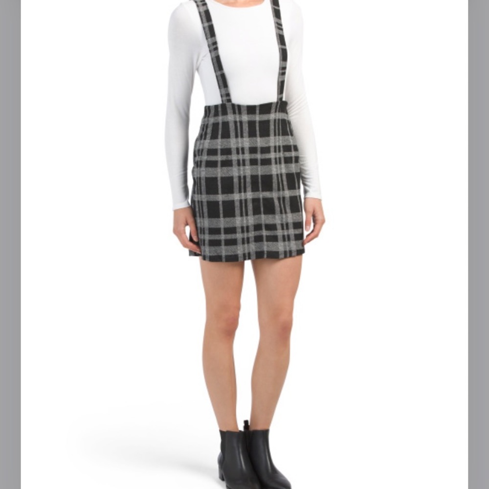 Derek Heart plaid jumper/high waist suspender